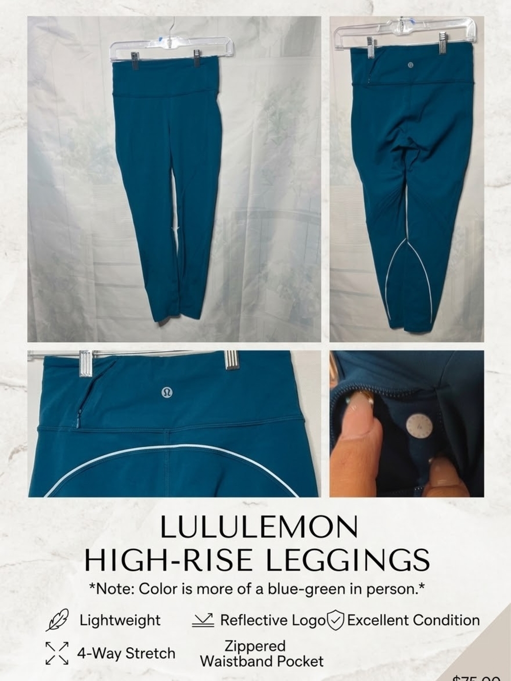 lululemon Teal Chasing Miles Leggings